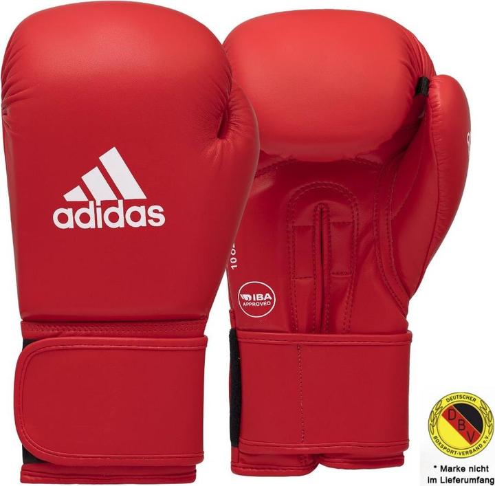adidas Guanti da boxe Velcro IBA Guanti da boxe rossi 12oz (12 OZ, Taglia unica)