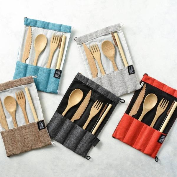 Immagine prodotto Jungle Culture Set di posate in bambù riutilizzabili in grigio chiaro (1 pz., Coltello)