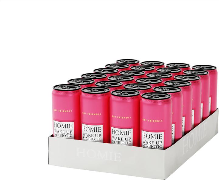 Actual product image Homie Wake Up Synbiotic Energy Drink 24er Packungen (Strawberry Lemonade, 1 x)