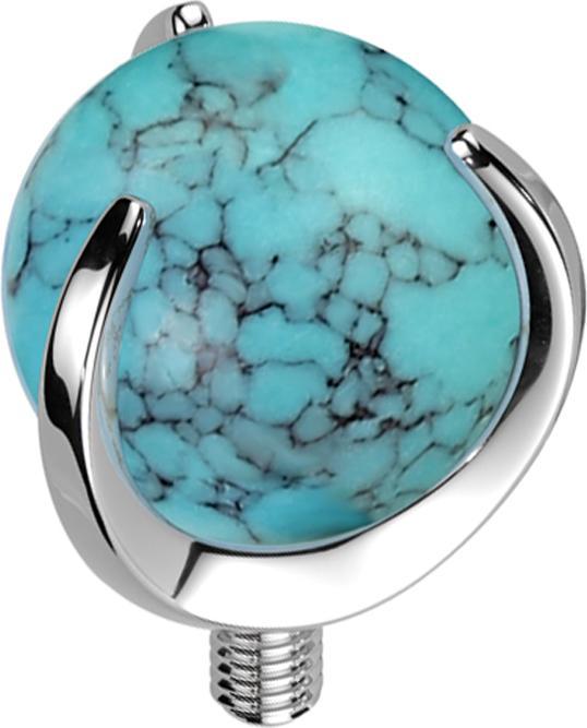Actual product image Star Piercing Dermal Anchor silver ball turquoise stone set (Titanium, Mineral, without brass)