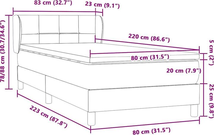 Immagine prodotto vidaXL Boxspringbett (80 x 220 cm)
