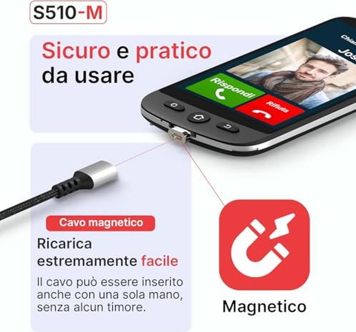 Produktbild Swissvoice S510M Senioren Smartphone Simlockvrij - 4G+ - SOS knop - Android 12 - Whasapp (16 GB, Anthracite, 5", Dual SIM, 4G)