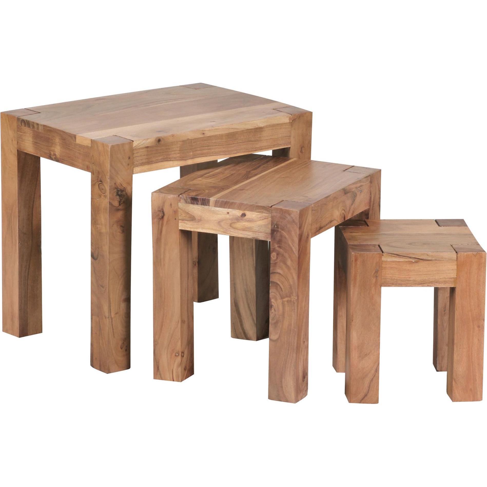 Wohnling, Couchtisch + Beistelltisch, Mumbai (50 x 45 x 36 cm, 38 x 25 x 30 cm, 25 x 25 x 30 cm)