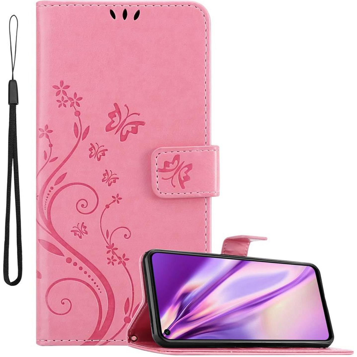 Cadorabo Flower Book Cover (Honor 20), Smartphone Hülle, Rosa
