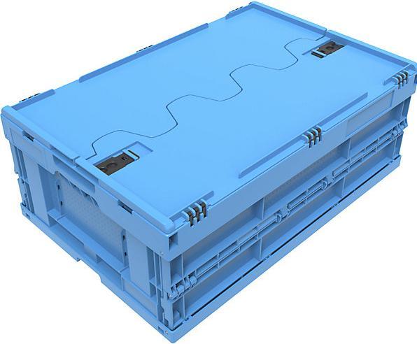 Produktbild Walther Faltbox aus PP, I 44 l, mit anscharniertem Deckel, blau, stapelbar (40 cm, 44 l, 1x)
