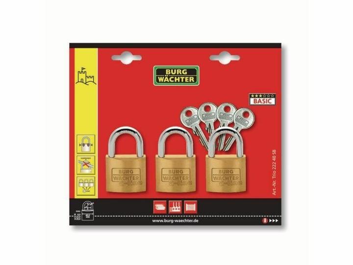 Produktbild Burg Wächter Vorhangschloss-Set TRIO 222 30 GL SB