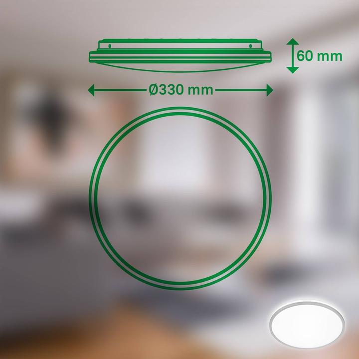 Actual product image Briloner Ultra-efficient ceiling light with energy efficiency class A, white with matt chrome edge (1800 lm)