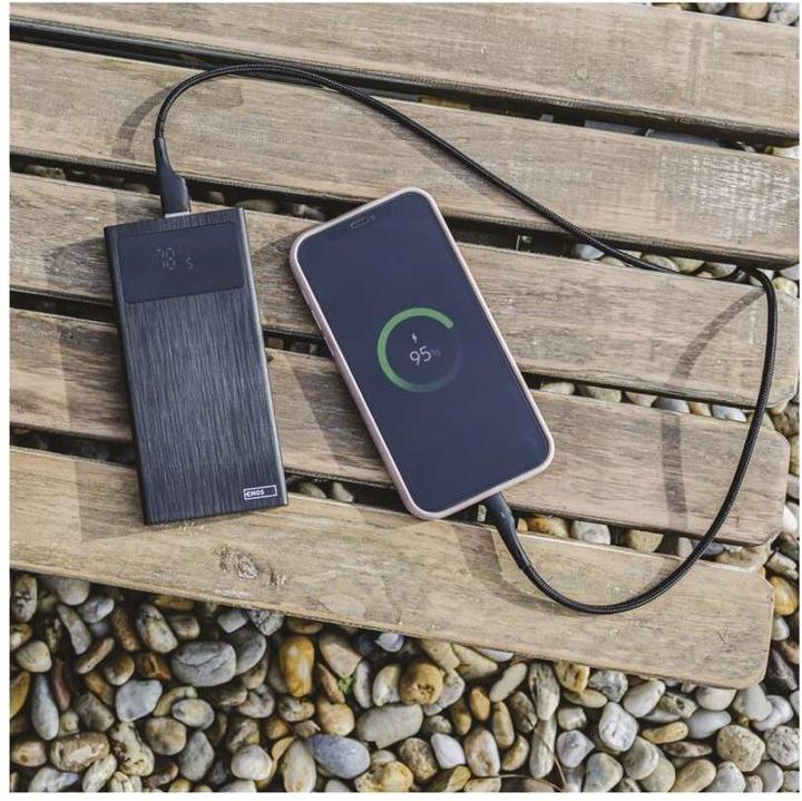 Actual product image Emos BetaQ 10 powerbank, 10,000 mAh, 22.5 W, black (10000 mAh, 22.50 W, 37 Wh)