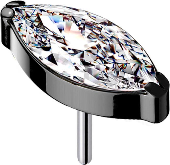 Produktbild Star Piercing Threadless schwarz mit Oval Kristall silber (ohne Messing, Titan)