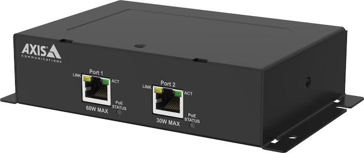 Axis TU8010 2-PORT POE EXTENDER (802.3bt (PoE++), 802.3af (PoE), 802.3at (PoE+), 30 W)