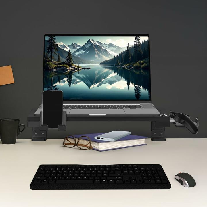 Produktbild Ergo Office Laptop-/Monitorständer Tragfähigkeit 20kg für Diag. 13-32 schwarz ER-303 B (Tisch, 32", 20 kg)