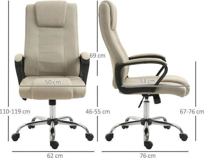 Produktbild Swisshandel24 Bürostuhl in Leinenoptik, höhenverstellbar, Wippfunktion, 5 Rollen, Beige (46 - 55 cm)