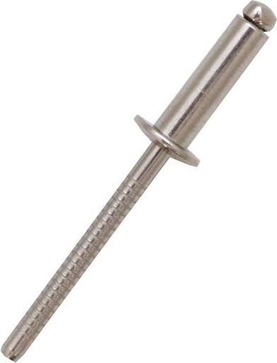 Image du produit RS PRO Rivet aveugle, Ø 3.2mm x 8mm, gris, acier inoxydable, 3.3mm en acier inoxydable, min. 3mm, max. 5mm