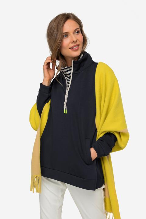 Produktbild Laurasøn Sweatshirt, Troyerkragen, Langarm, Seitenschlitze (M)