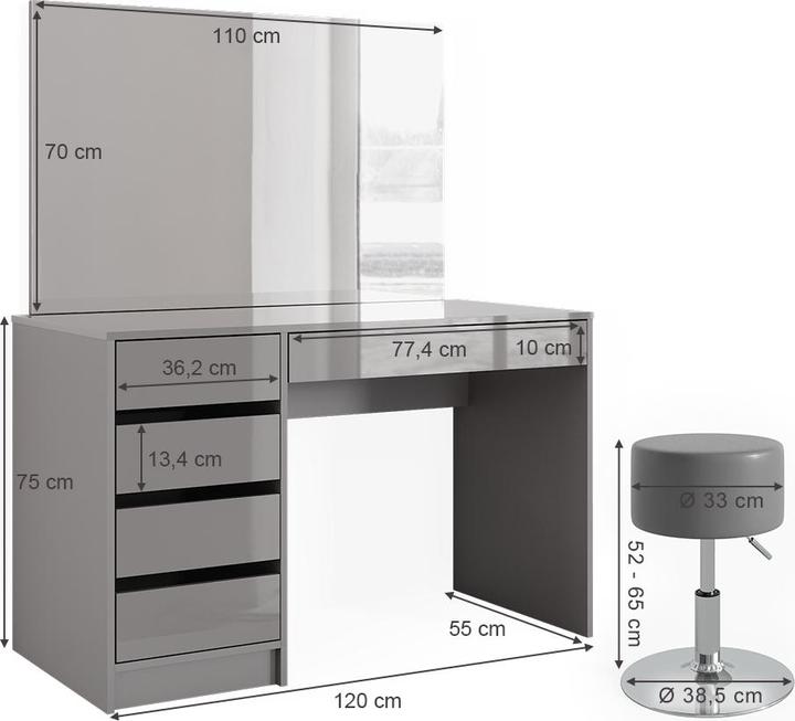 Image du produit Vicco Sherry mit Hocker (120 x 55 x 75 cm)