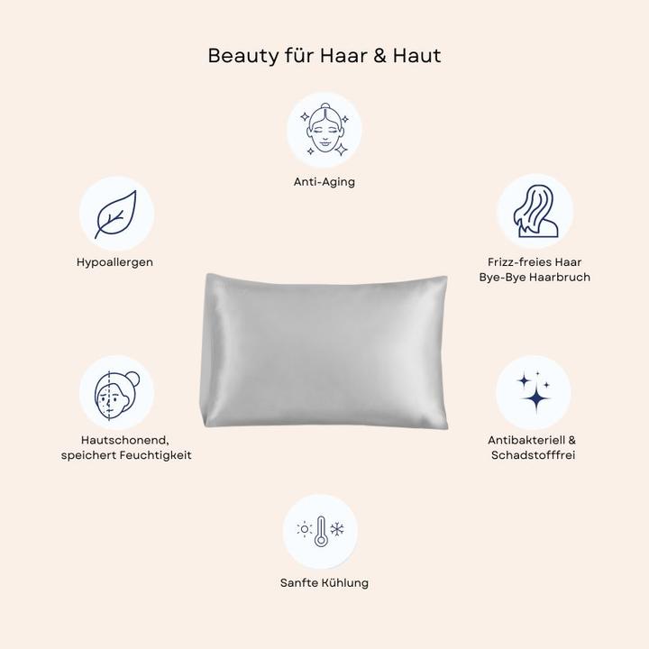 Image du produit Vanessa Beauty Seidenkissenbezug 2er-Set mit Waschbeutel (Taie d'oreiller, 50 x 70 cm)