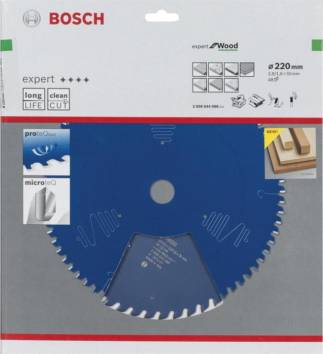 Produktbild Bosch Professional Zubehör Kreissägeblatt Expert for Wood, 220 x 30 x 2,6 mm, 48