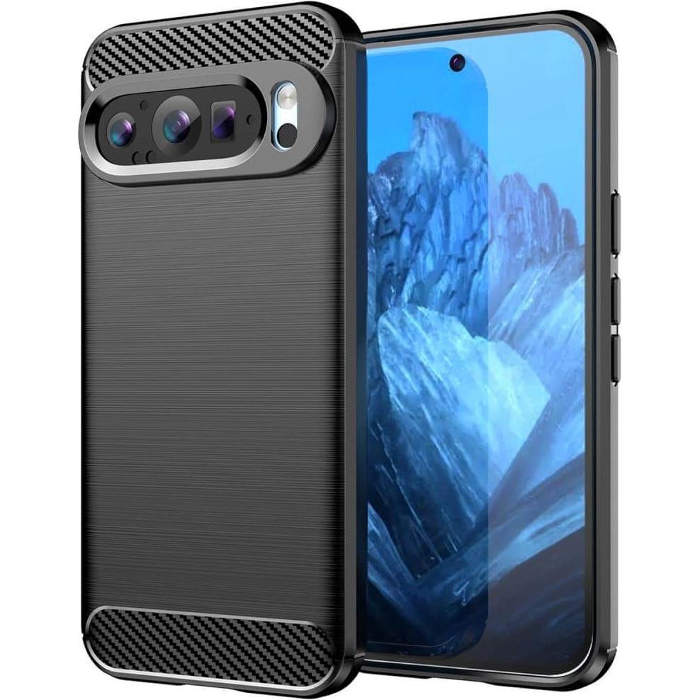 Cover-Discount Google Pixel 9 / 9 Pro - Metall Carbon Look Hülle (Google Pixel 9 Pro Fold, Google Pixel 9), Smartphone H...