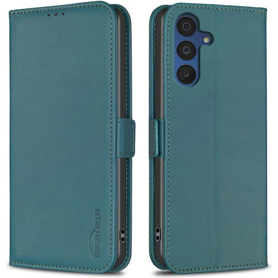 Binfen Color Galaxy A15 - BINFEN Flip Case Hülle grün (Samsung Galaxy A15), Smartphone Hülle, Grün