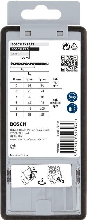 Productafbeelding Bosch Professional Zubehör Houtdraaiboor (2 mm, 3 mm, 4 mm, 5 mm, 6 mm, 8 mm)