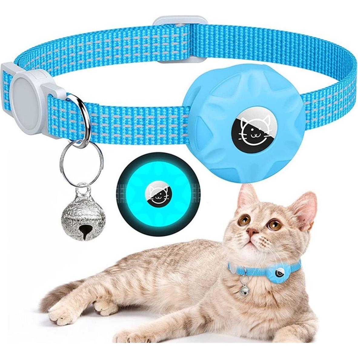 Thumbnail - König Design Katzenhalsband für Apple Airtag Hunde Reflektierend Hundehalsband Hülle Silikon, Tracker Zubehör, Blau