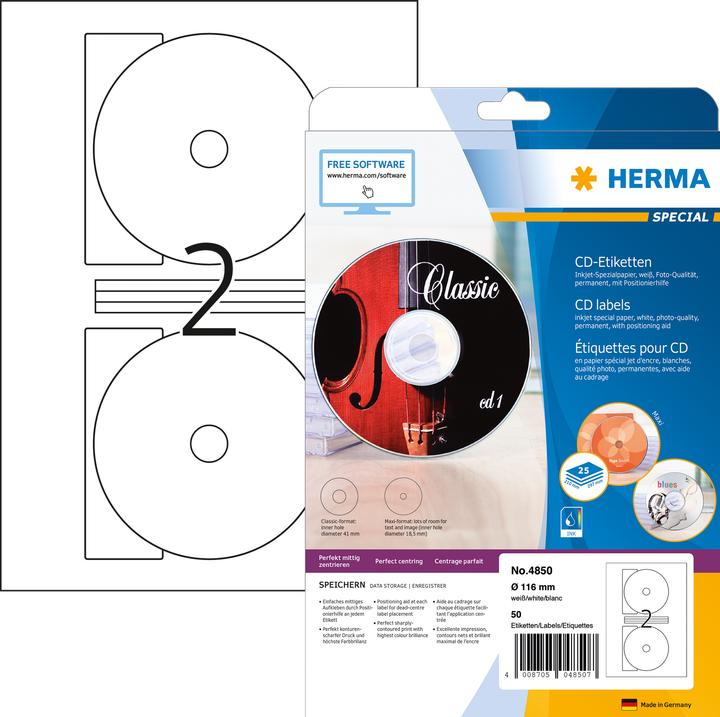 Actual product image HERMA Inkjet CD labels A4
