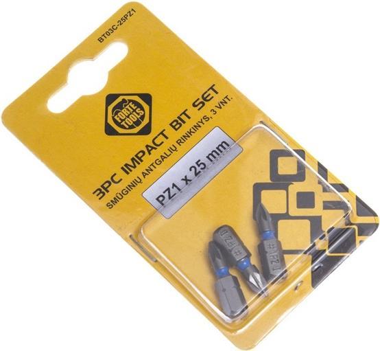 Actual product image Forte tools Impact Screwdriver Bit Pz1x25mm 3pcs (PZ1x25mm)