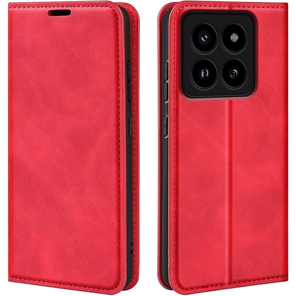 Cover-Discount Xiaomi 14 Pro - Stand Flip Case Hülle rot (Xiaomi 14 Pro), Smartphone Hülle, Rot