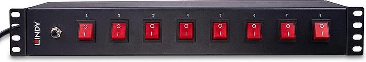 Actual product image Lindy 1.5U 8-gang Schuko sockets, horizontal PDU with Schuko plug Supplies max. 3500W to 8 devices