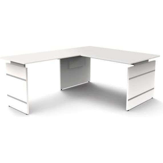 Kerkmann, Schreibtisch, Schreibtisch Form4 160 Wangen-Gestell 160x80x68-76cm / Anbau 100x60cm weiss