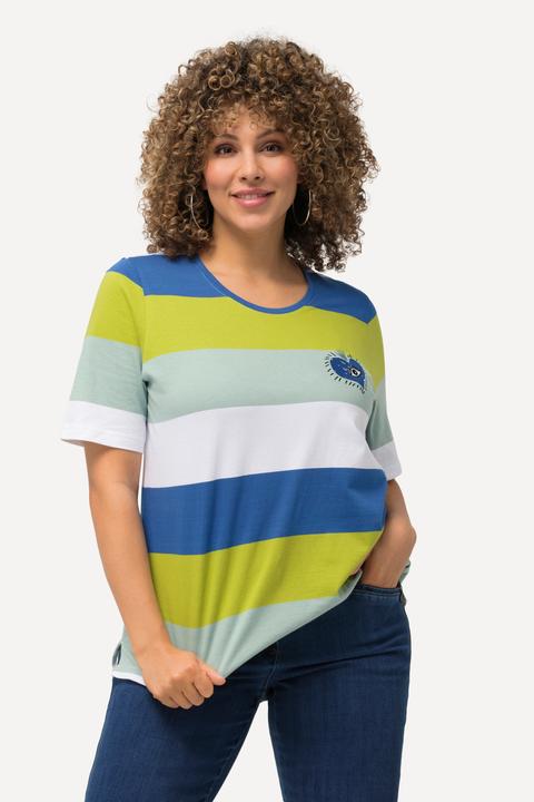 Produktbild Ulla Popken T-Shirt, Ringel, Herz-Stickerei, Rundhals, Halbarm (46, 48)