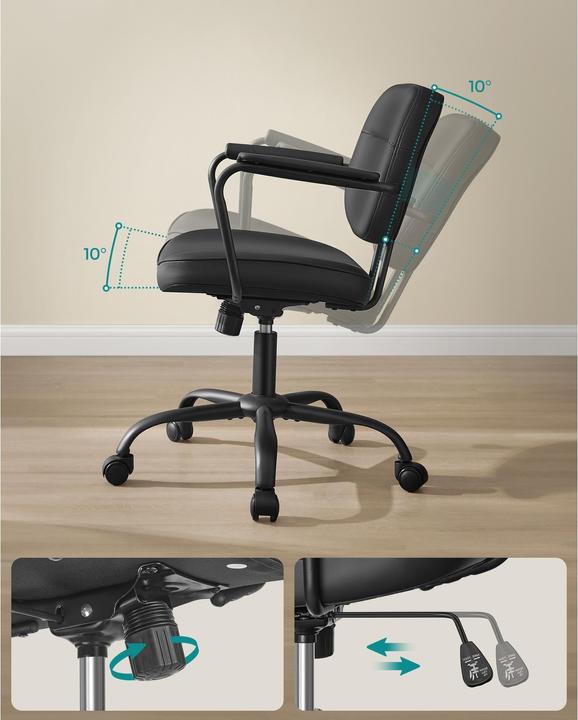 Actual product image Songmics Office chair with upholstered backrest and armrests, black