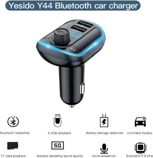 Actual product image Yesido Y44 Bluetooth FM Transmitter 3.1A Dual USB Ports
