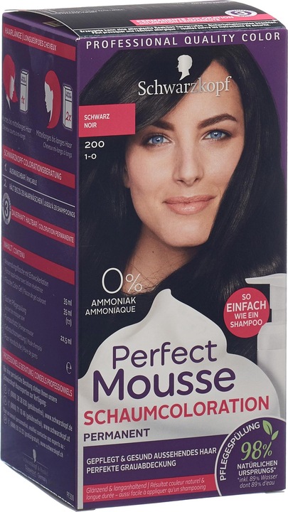 Actual product image Schwarzkopf Perfect Mousse Permanent Foam Colouring 200 Black (200 Black)