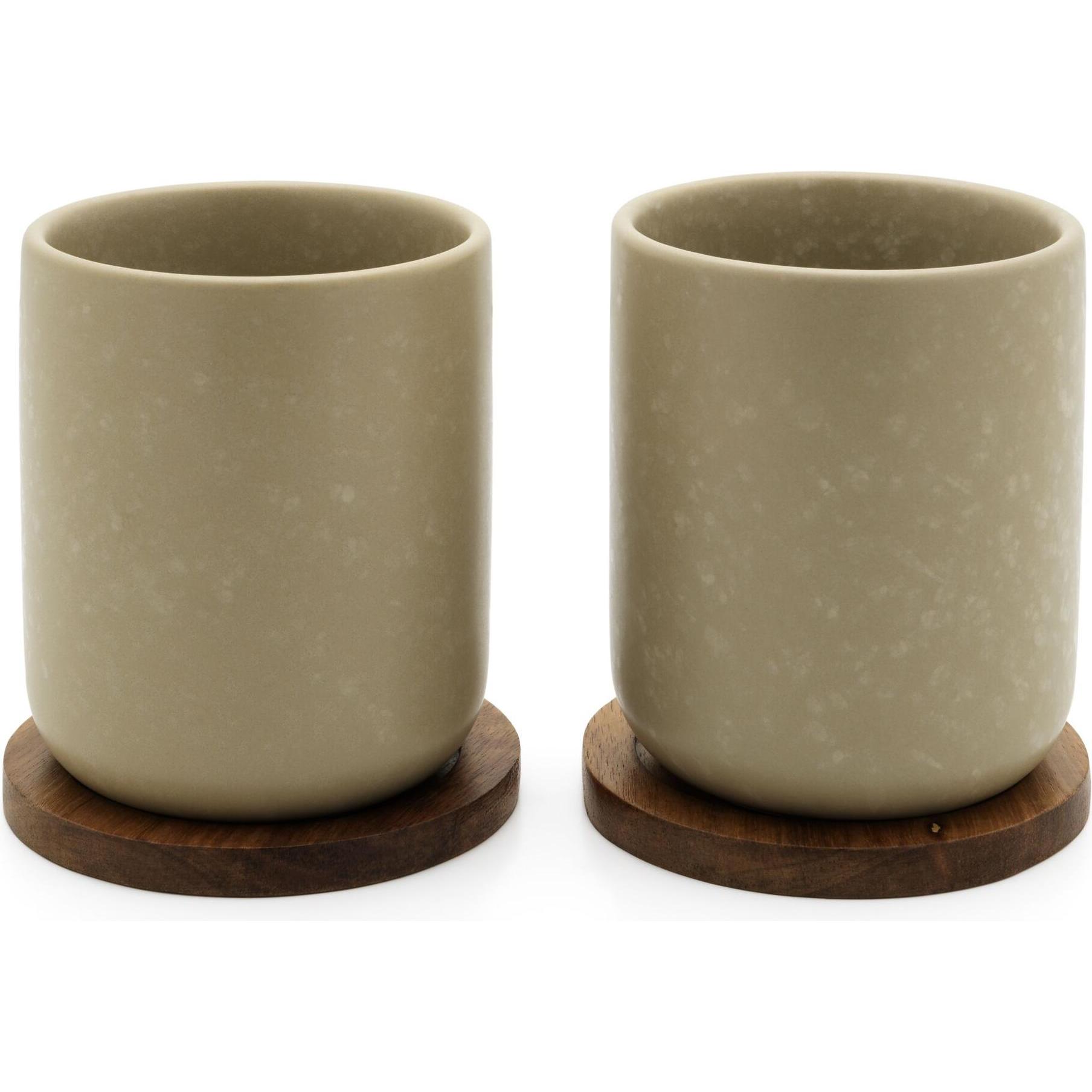 Bredemeijer, Tasse, Teebecher Umea 200ml beige mit Untersetzer 142025 (200 ml, 2 x)