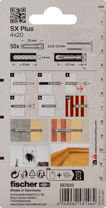 Produktbild Fischer Dübel SX Plus 4x20 K (50 Stk.)