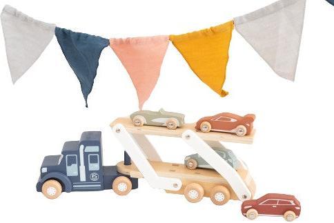 Produktbild Activity Board Holzspielzeug Junge, Taufe Geschenk Junge, Baby Geschenk Junge, Auto-Transporter, Abschleppwagen
