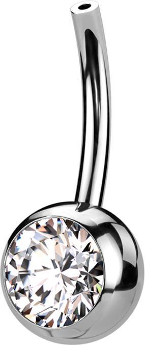 Image du produit Star Piercing Threadless Tige de banane argentée avec boule de cristal argentée (Titane, sans laiton)