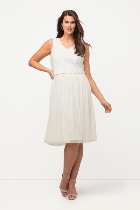 Produktbild Ulla Popken Midikleid, Pailletten, V-Ausschnitt, ärmellos (50, 52)