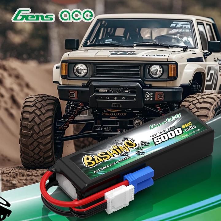 Actual product image Gens Ace Accumulator LiPo Bashing 5000mAh 14.8V 4S1P 60C EC5 (14.80 V, 5000 mAh)