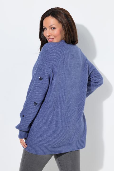 Produktbild Ulla Popken Strickjacke, Paillettenherzen, V-Ausschnitt, Langarm (58, 60)