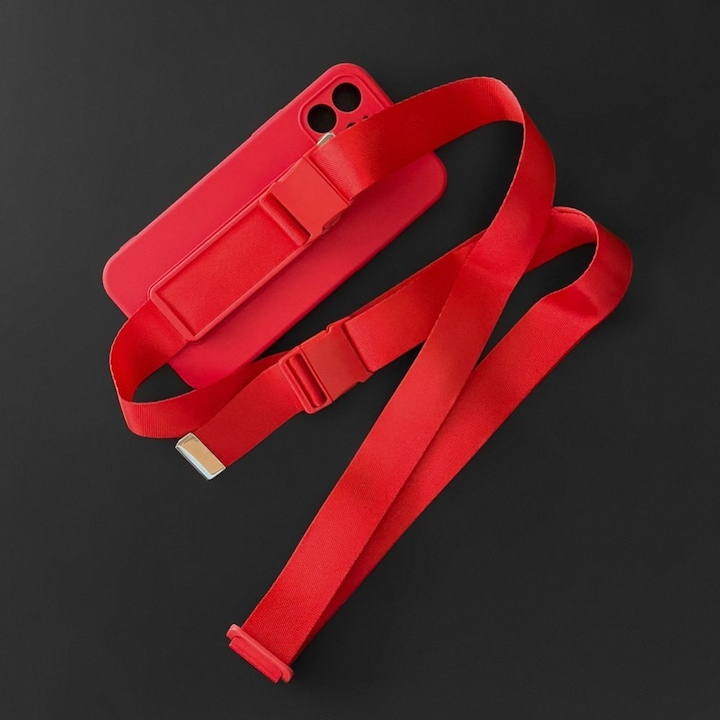 Produktbild Hurtel Rope case gel case with a lanyard chain handbag lanyard Samsung Galaxy A22 5G red