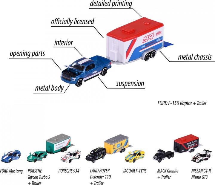 Image du produit Majorette Car Trailer Assortment, 4-sort.