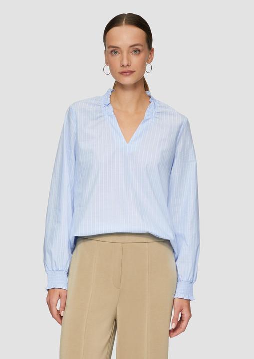 Actual product image S.Oliver Bluse Gestreifte Baumwollbluse mit Smok-Details (44)