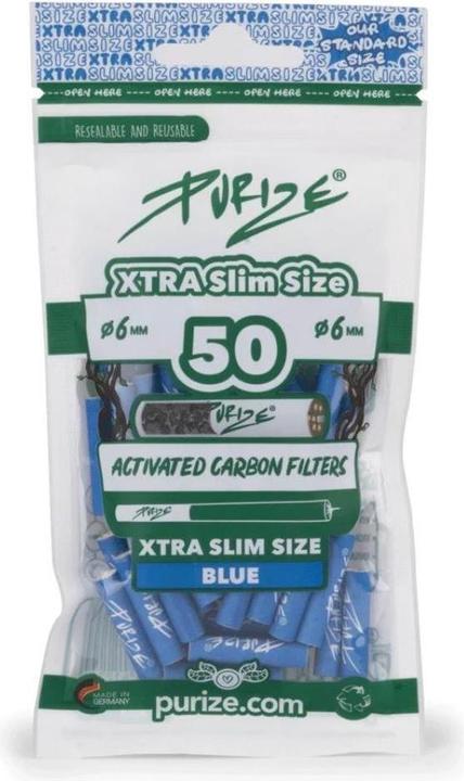 Produktbild Purize Xtra Slim Aktivkohlefilter BLUE  (50Stk.)