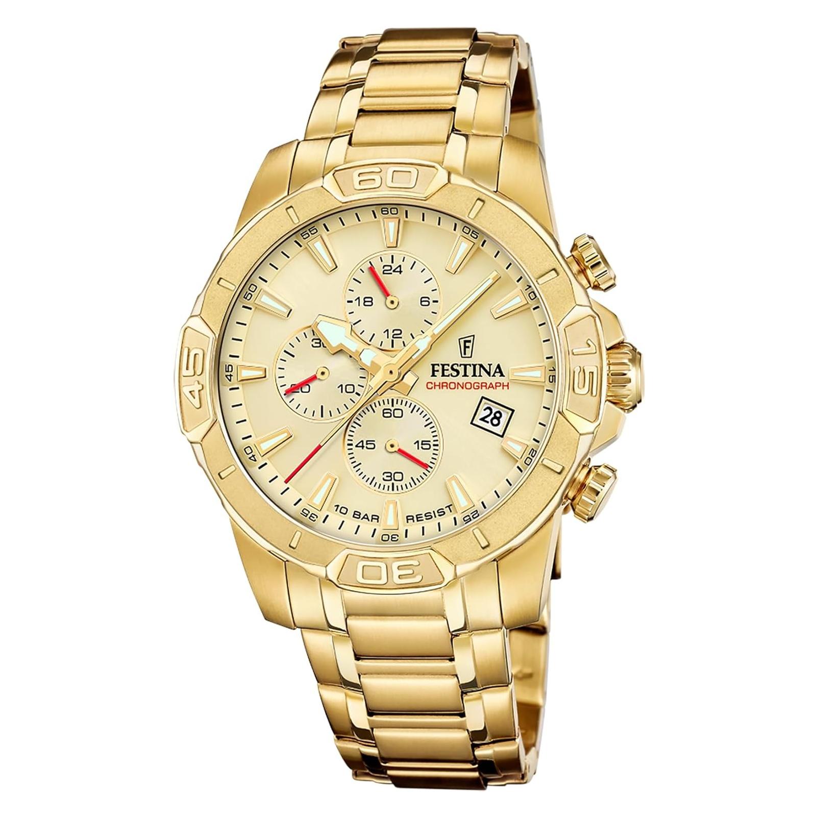 Festina, Armbanduhr, F20705/2, Gold, (Chronograph)