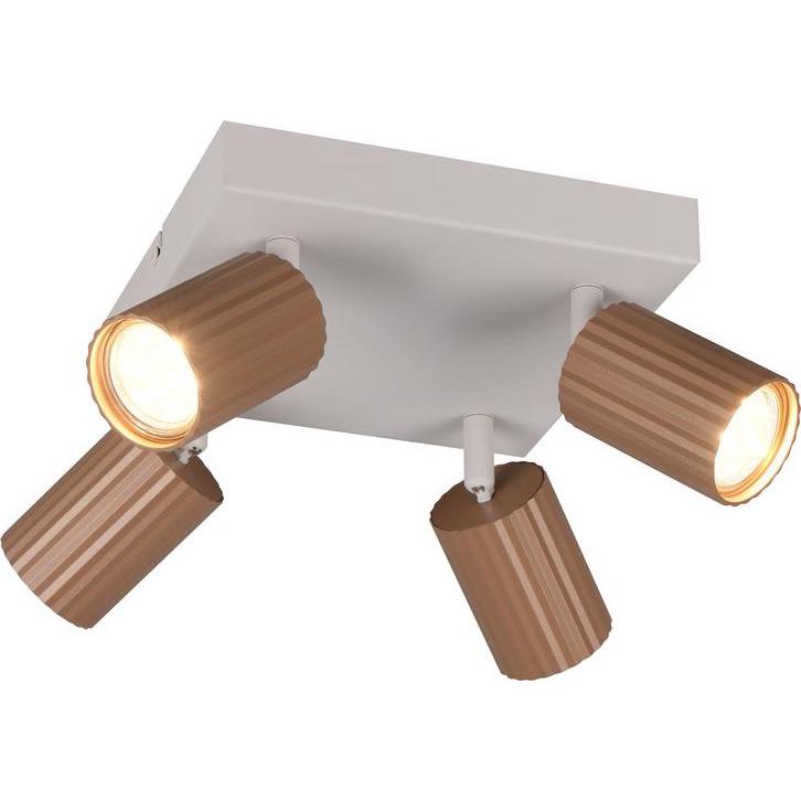 Trio, Applique + Plafoniera, 867730465 Soka GU10 Strahler 4-fach ⌀5,5cm Coffee