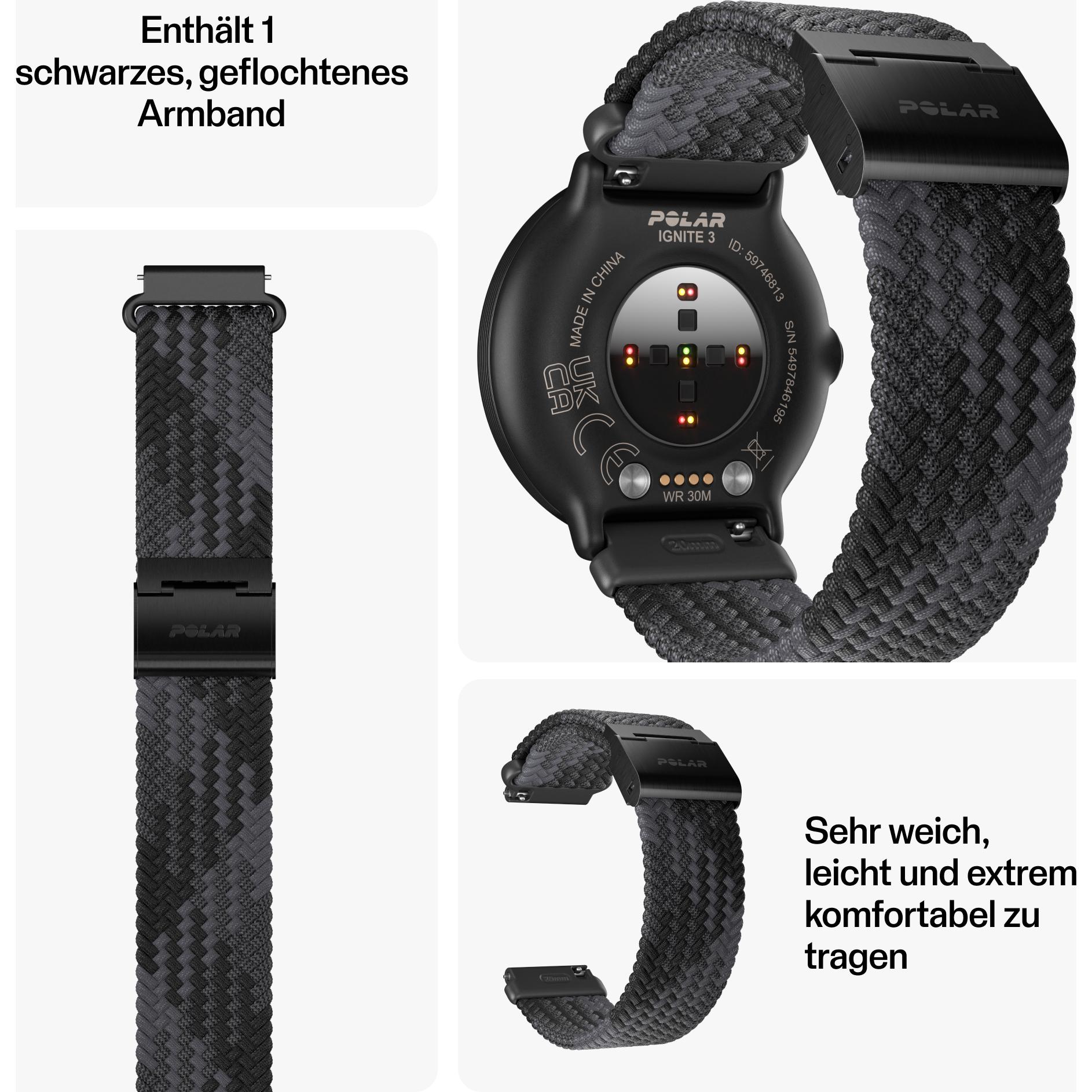 Thumbnail - Polar Ignite 3 - Braided Yarn Blk S-L, Smartwatch