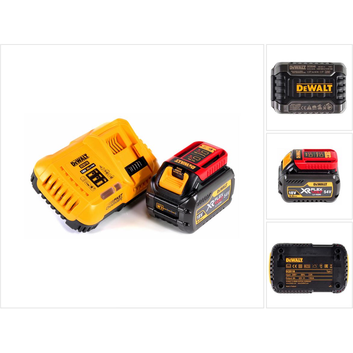 DeWalt, Batteria + Caricatore, XR FLEXVOLT Starter Set T1 - Caricabatterie DCB 118 + 1x Batteria da 6,0 Ah (18 V)