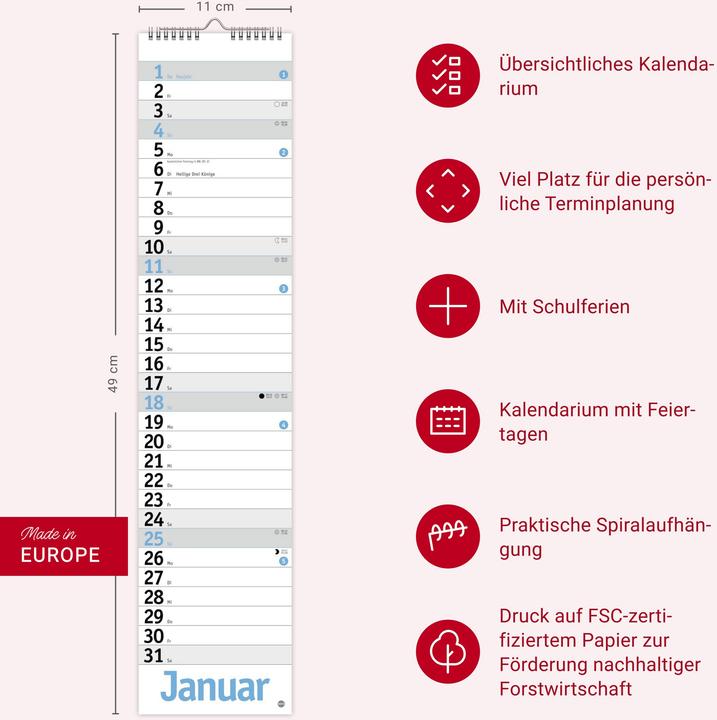 Actual product image Langplaner, hellblau 2026 (11 x 49 cm)